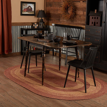 Burgundy Tan Jute Braided Rug Oval with Rug Pad 5'x8' VHC Brands - The Fox Decor
